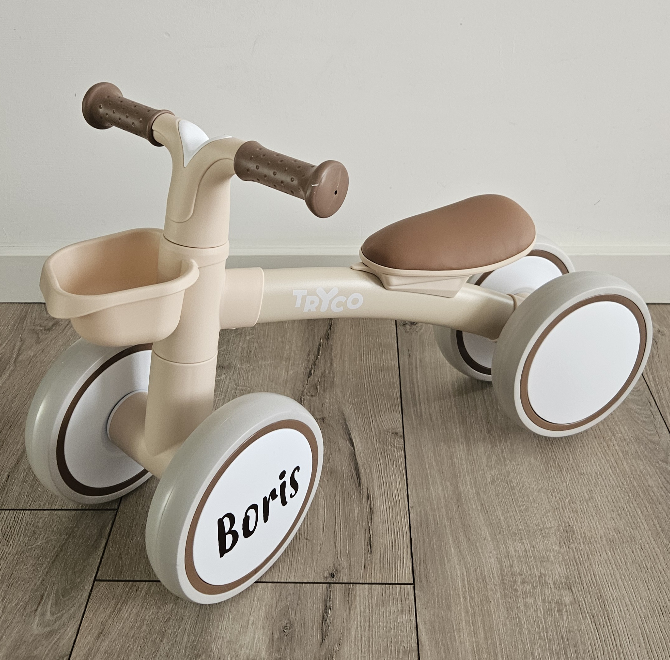 Tryco loopfiets Luna Beige met naam