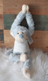 Knuffel slingeraapje 45 cm blauw (met naam)