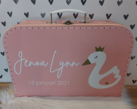 Koffertje met Naam  "Zwaantje'' meisje diverse kleuren