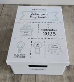 Bewaardoos herinneringen met geboortegegevens