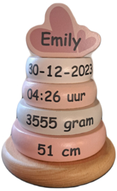 ''Label Label'' stapelringen roze (met naam)