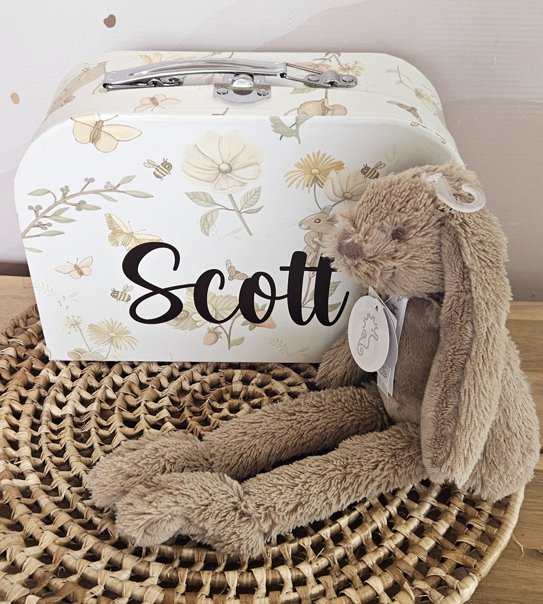 Jollein koffertje groot met knuffel  (met naam)
