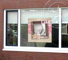 Raamsticker meisje type 'lijst' met foto van baby