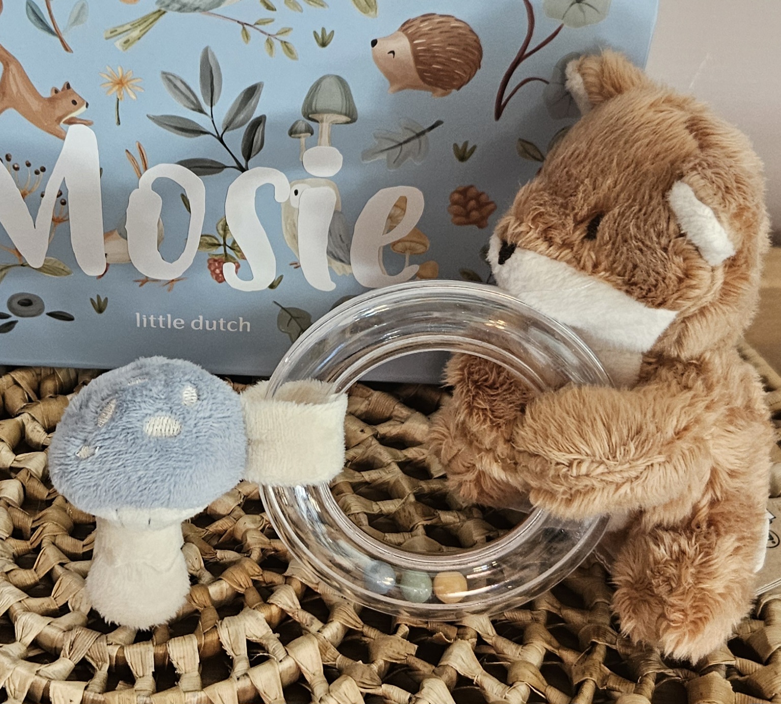 Little Dutch koffertje Forest Friends met ringrammelaar en naam