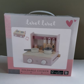 ''Label Label'' houten kookfornuis roze (met naam)