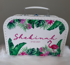 Koffertje met naam  Flamingo jungle