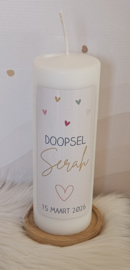 Gepersonaliseerde Doopkaars - Geboortekaars Hartjes