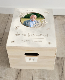 Houten herinneringskist ter nagedachtenis Beige