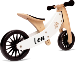 Kinderfeets 2-in-1 houten loopfiets & driewieler met naam -Wit