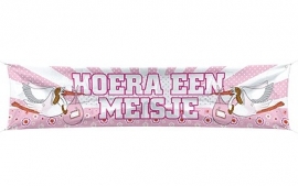 Grote straatbanner ooievaar Hoera een meisje