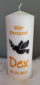 Doop- of geboortekaars met naam 'duif'- doopsel