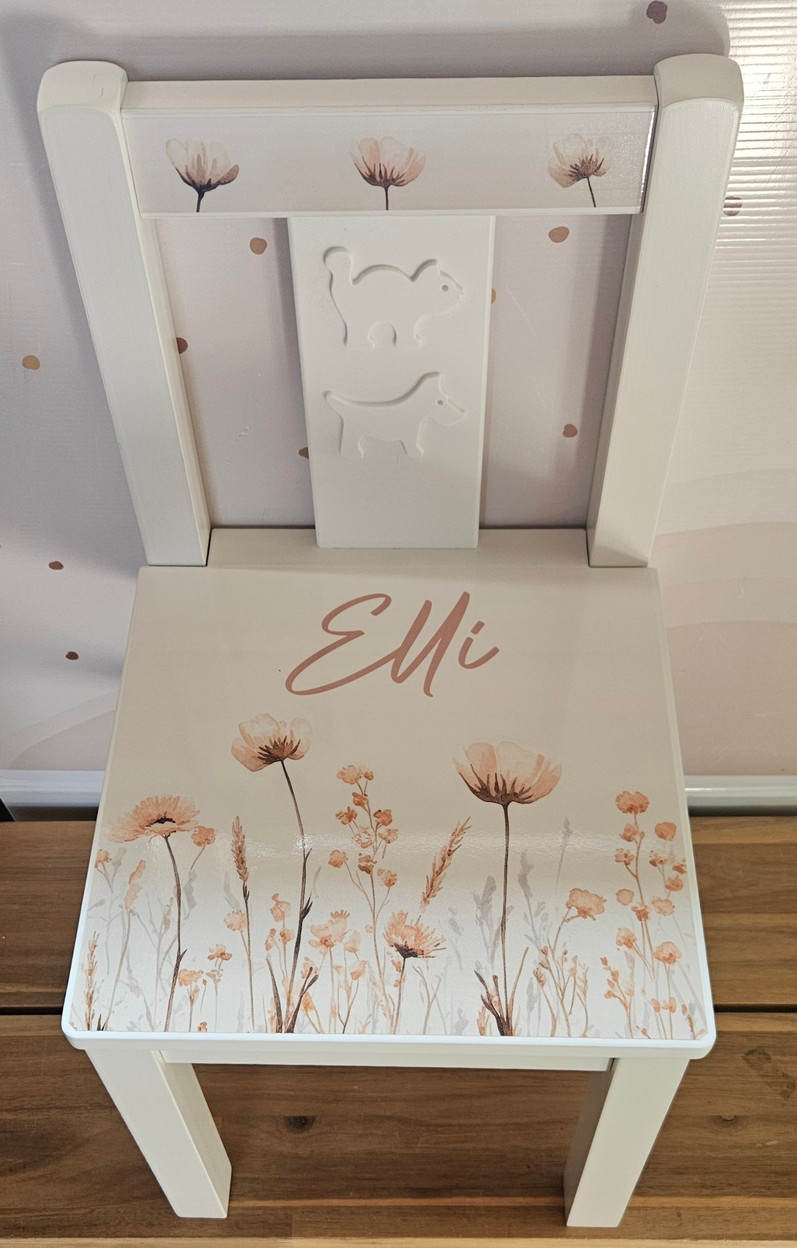Stoeltje met naam Wildflowers