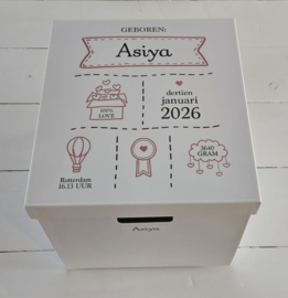 Bewaardoos herinneringen met geboortegegevens