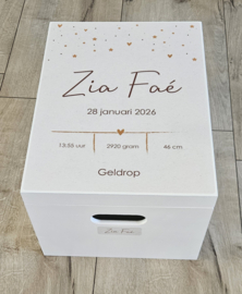 Houten herinneringskist met geboortegegevens -Camel