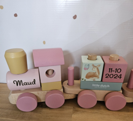 Little Dutch Fairy Garden blokkentrein met geboortegegevens
