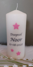 Doop- of geboortekaars met naam Sterren