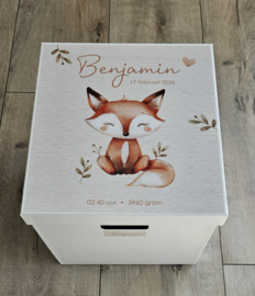 Bewaardoos met naam Schattig Vosje