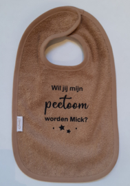 Slab met ''wil jij mijn peetoom worden'' (met naam) - Diverse kleuren