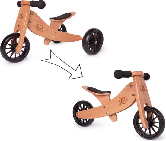 Kinderfeets 2-in-1 houten loopfiets & driewieler met naam - Bamboe