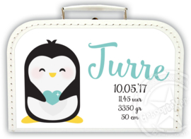 Koffertje met naam Pinguin jongen
