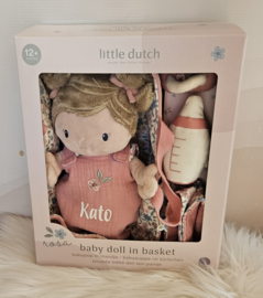 Little Dutch knuffelpop  Rosa in mandje (met naam)