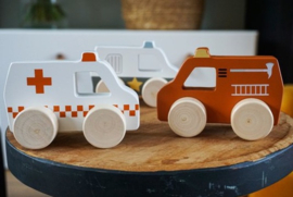 ''Tryco'' houten auto brandweerauto (met naam)