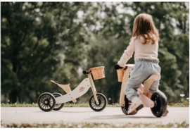 Kinderfeets 2-in-1 houten loopfiets & driewieler met naam -Wit