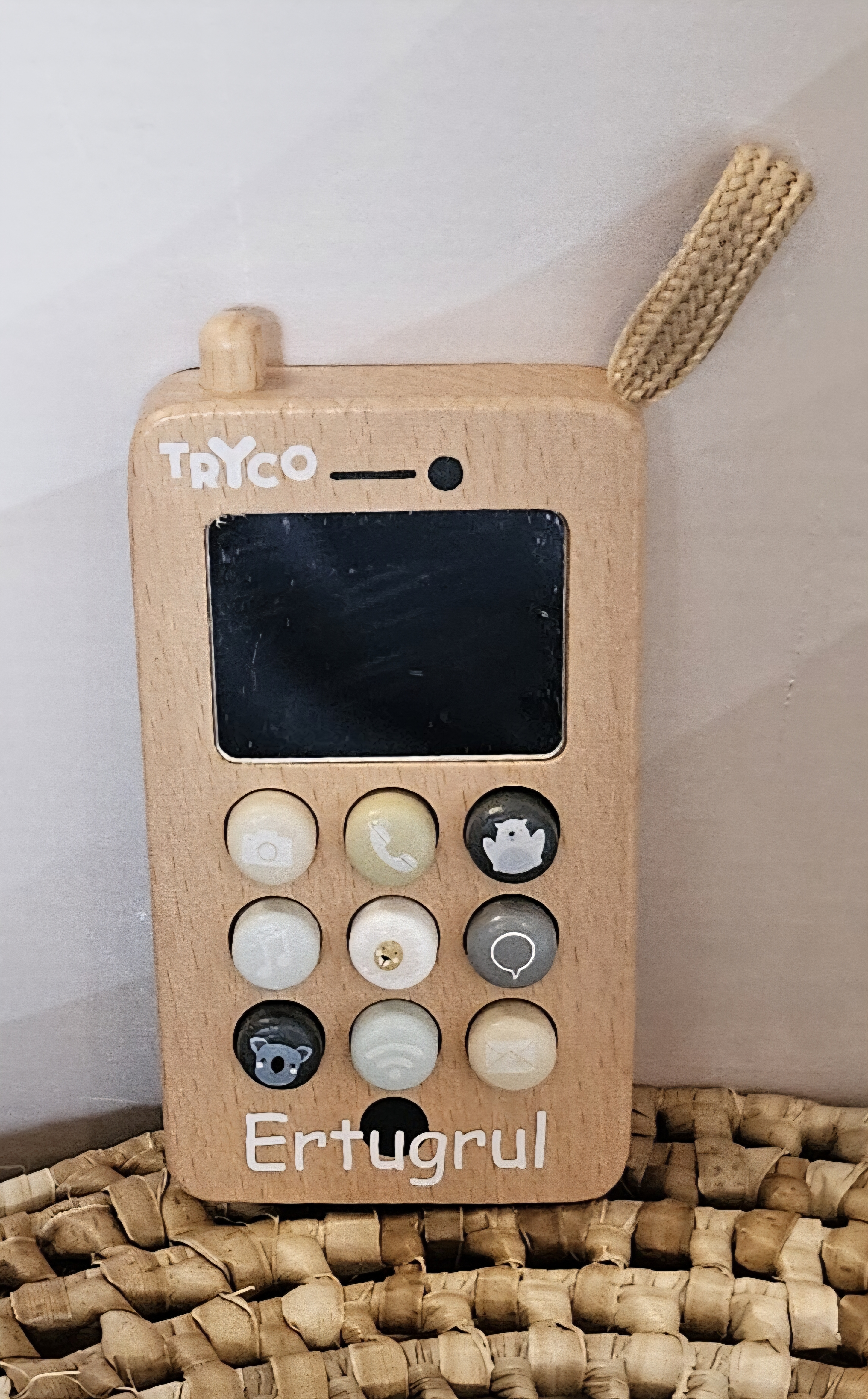 ''Tryco'' houten telefoon (met naam)