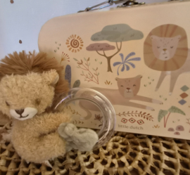 Little Dutch koffertje Safari met naam en ringrammelaar leeuw (met naam)