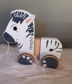 Houten zwenk trekzebra (met naam)