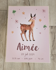 Houten herinneringskist met naam Hertje