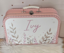 Koffertje met naam Leaves Pink