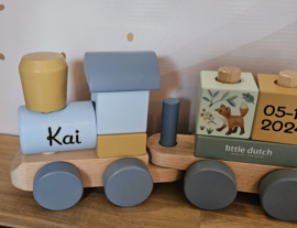 Little Dutch Forest Friends  blokkentrein met geboortegegevens