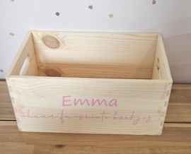Houten kistje 'favoriete boekjes' met naam