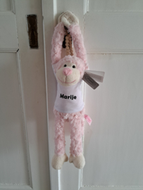 Knuffel slingeraapje 45 cm roze (met naam)