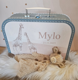 Koffertje met naam Giraffe met knuffel(s)