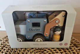 Gepersonaliseerde Little Dutch houten bulldozer /shovel met poppetjes