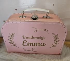 Koffertje bruidsmeisje ''bladkrans'' div kleuren( met naam)