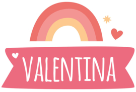 Raamsticker met naam 'regenboog' roze