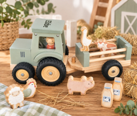 Little Dutch tractor met trailer Little Farm met naam