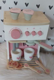 ''Label Label'' houten espresso machine roze (met naam)