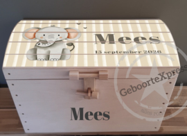 Houten speelgoedkist met naam Olifant