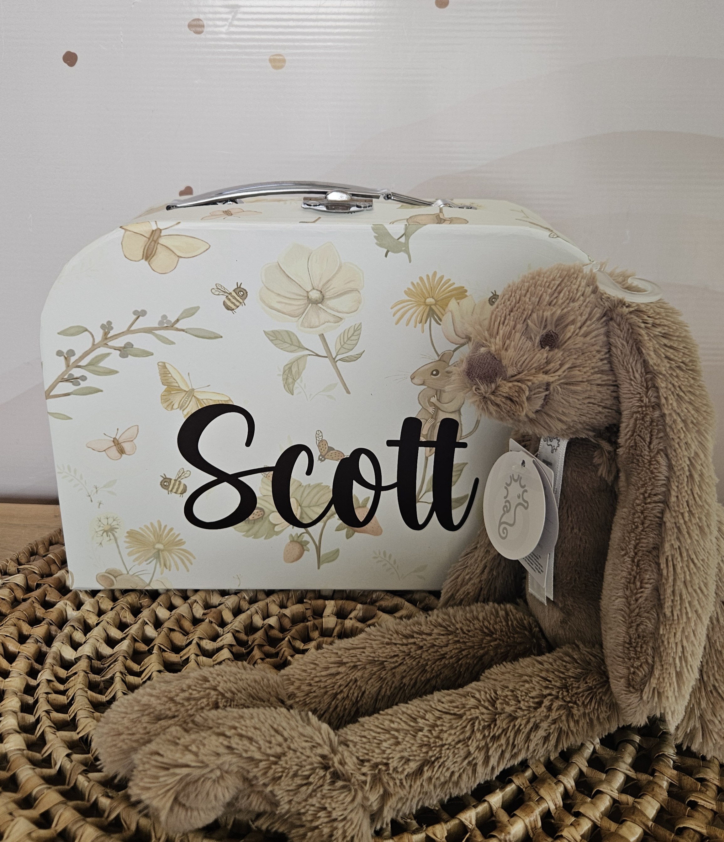 Jollein koffertje groot met knuffel  (met naam)