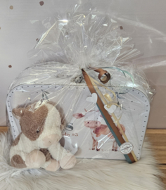 koffertje met naam  schattige Koe en knuffel