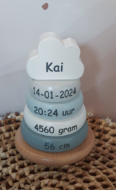 ''Label Label'' stapelringen blauw (met naam)