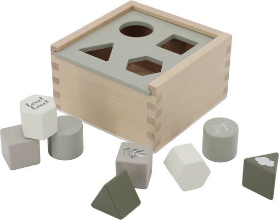 "Label Label'' houten vormen sorteerdoos olijf (met naam)
