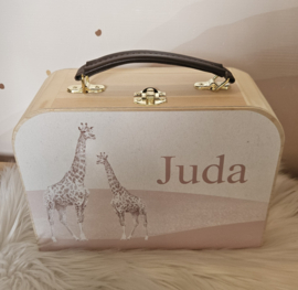 Koffertje met naam Giraffe Sepia