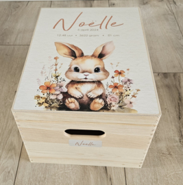 Houten herinneringskist met naam Konijntje