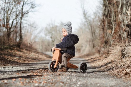 Kinderfeets 2-in-1 houten loopfiets & driewieler met naam - Bamboe