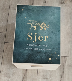 Houten herinneringskist met naam Cheetah